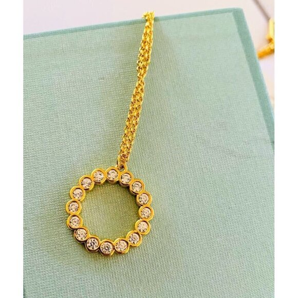 Kate Spade Full Circle Crystal CZ Gold Tone Pendant Necklace - Picture 3 of 5
